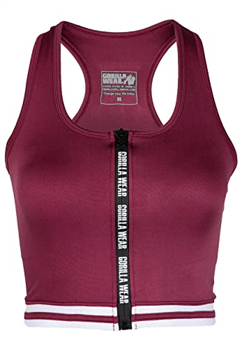 Gorilla Wear - Mesa Zip Front Crop Top - Rot - Bodybuilding Sport Alltag Freizeit mit Logo Aufdruck leicht und bequem für optimale Bewegung aus Polyester und Spandex, L von Gorilla Wear