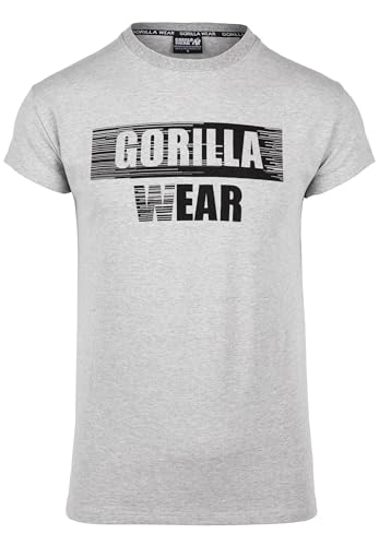 Gorilla Wear Murray T-Shirt Herren schwarz Slim Fit Baumwolle Logo Print Bodybuilding Fitness Lifestyle (DE/NL/SE/PL, Alphanumerisch, 3XL, Regular, Regular, Grau) von Gorilla Wear