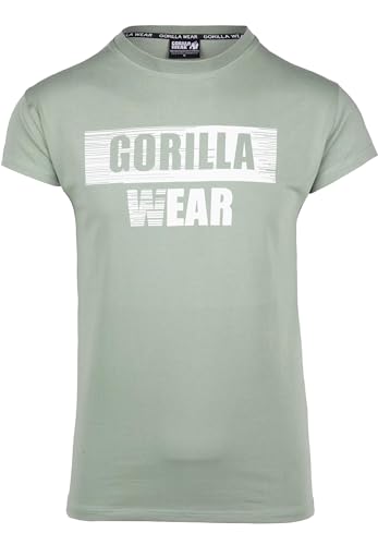 Gorilla Wear Murray T-Shirt Herren schwarz Slim Fit Baumwolle Logo Print Bodybuilding Fitness Lifestyle (DE/NL/SE/PL, Alphanumerisch, 3XL, Regular, Regular, Grün) von Gorilla Wear