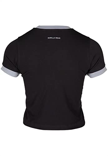 Gorilla Wear - New Orleans Cropped T-Shirt - Schwarz - Bodybuilding Sport Alltag Freizeit mit Logo Aufdruck leicht und bequem für optimale Bewegung aus Baumwolle Elasthan, XS von Gorilla Wear