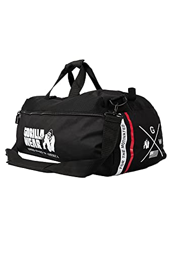 Gorilla Wear Norris Hybrid Gym Bag - Schwarz - Sporttasche Sport Freizeit Workout Seitentaschen Rucksackfunktion zum umhängen groß Polyester von Gorilla Wear