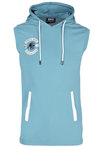 Gorilla Wear - Oswego S/L Hooded T-Shirt - Blau - Bodybuilding Sport Alltag Freizeit mit Logo Aufdruck leicht und bequem für optimale Bewegung aus Baumwolle Elasthan, L von Gorilla Wear