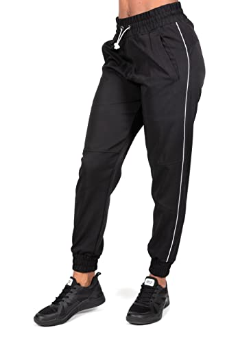 Gorilla Wear - Pasadena Woven Pants - Schwarz - Bodybuilding Laufen Sport Alltag Freizeit mit Logo Aufdruck elastisch aus Polyester leicht und bequem, XS von Gorilla Wear