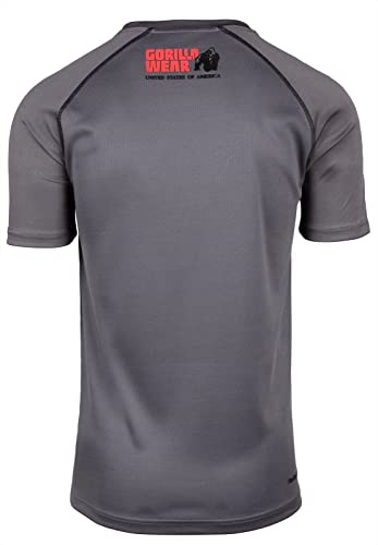 Gorilla Wear - Performance T-Shirt - Grau - Bodybuilding Sport Alltag Freizeit mit Logo Aufdruck leicht und bequem für optimale Bewegung aus Polyester, 4XL von Gorilla Wear