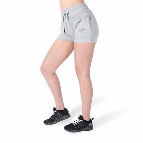 Gorilla Wear Pixley Sweatshorts - grau - Shorts Kurze Hose atmungsaktiv zum Sport Alltag Freizeit Workout mit Logo für bewegungsfreiheit aus Baumwolle Polyester bequem, L von Gorilla Wear
