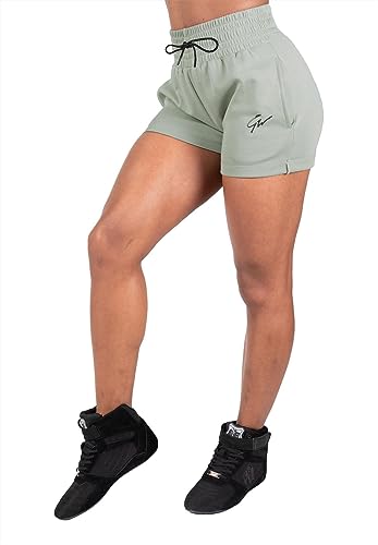 Gorilla Wear Pixley Sweatshorts - hellgrün - Shorts Kurze Hose atmungsaktiv zum Sport Alltag Freizeit Workout mit Logo für bewegungsfreiheit aus Baumwolle Polyester bequem, L von Gorilla Wear