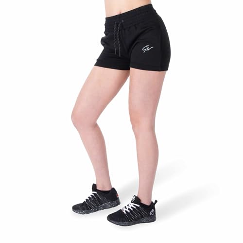 Gorilla Wear Pixley Sweatshorts - schwarz - Shorts Kurze Hose atmungsaktiv zum Sport Alltag Freizeit Workout mit Logo für bewegungsfreiheit aus Baumwolle Polyester bequem, L von Gorilla Wear