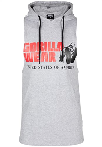 Gorilla Wear - Rogers Hooded Tank Top - Grau - Bodybuilding Sport Alltag Freizeit mit Logo Aufdruck leicht und bequem für optimale Bewegung aus Baumwolle, L von Gorilla Wear