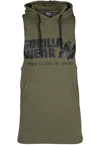 Gorilla Wear - Rogers Hooded Tank Top - Grün - Bodybuilding Sport Alltag Freizeit mit Logo Aufdruck leicht und bequem für optimale Bewegung aus Baumwolle, 4XL von Gorilla Wear