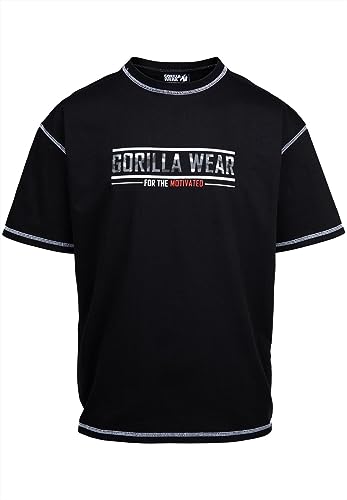 Gorilla Wear Saginaw Oversized T-Shirt Bodybuilding T-Shirt Old School Fitness Baumwolle Übergroße (DE/NL/SE/PL, Alphanumerisch, 3XL, Große Größen, Tall, Schwarz) von Gorilla Wear