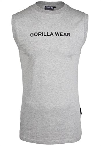 Gorilla Wear - Sorrento Sleeveless T-Shirt - Grau - Bodybuilding Sport Alltag Freizeit mit Logo Aufdruck leicht und bequem für optimale Bewegung aus Baumwolle und Elasthan, L von Gorilla Wear
