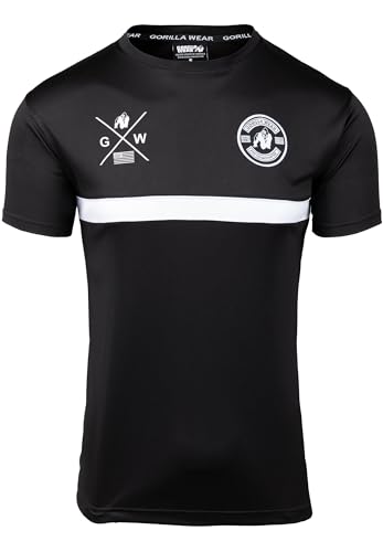 Gorilla Wear Vernon T-Shirt Bodybuilding Fitness Fußball Slim Fit Herren (DE/NL/SE/PL, Alphanumerisch, 3XL, Regular, Regular, schwarz) von Gorilla Wear