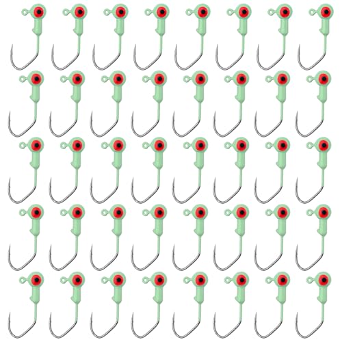 Gosknor 40stk im Dunkeln Leuchtende Crappie-Jigköpfe, Nachtangeln Jigs Kopf Haken Köder mit 3D-Augen 1/16oz Swimbait-Jigköpfe für Crappie Barsch und Forelle Ideales Angelzubehör & Geschenk für Männer von Gosknor