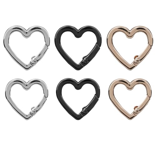 Gosknor 6stk Herzförmiger Karabiner Schlüsselanhänger, Niedlich Metall Verriegelungsclips Kleine Herz Karabiner für Schlüssel, Rucksack Hundeleinen & Wasserflaschen Campingzubehör (2 Größen) von Gosknor