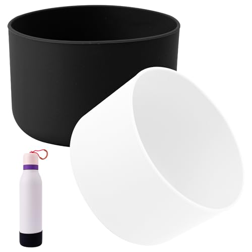 Gosknor Silikonmanschette für Owala, 7,5 cm Durchmesser Flaschenmanschette rutschfest Bodenschutzhülle Wasserflaschenzubehör Kompatibel mit Owala 709,68 ml (Schwarz, Weiß) von Gosknor