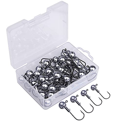 Goture 50 Stück Bleikopf-Angelhaken Set 7g,Jighaken mit Round Jighead für Gummifische zum Raubfishangeln, Bleikopf Haken, Jigs Set, Jigkopf Haken, Jighaken Angelhaken von Goture