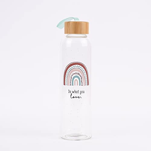 Grafik-Werkstatt Unisex – Erwachsene Trinkflasche aus Glas mit lustigem Spruch | mit Griffschlaufe | 550 ml | Der Körper ist chillig, bunt, medium von Grafik-Werkstatt