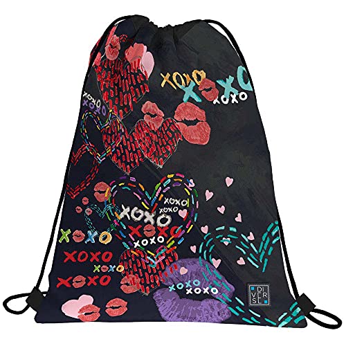 Grafoplás 37610518 Rucksack mit Kordeln und Außentasche, Modell XOXO, 36 x 47 cm von Grafoplás