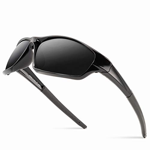 Grainas Polarisierte Sportbrille Sonnenbrille für Herren Damen Fahrerbrille Radsportbrillen zum Radfahren Skifahren Autofahren Fischen Laufen Wandern UV400 Schutz (Schwarz no.2) von Grainas