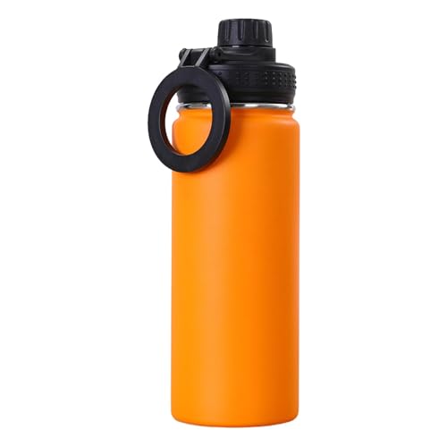 Gralara Isolierte Wasserflasche mit Telefonhalter, Trinkflasche fürs Fitnessstudio, Sportflasche für Ausflüge, Filmaufnahmen, Kochen und Reisen, Orange 500ml von Gralara