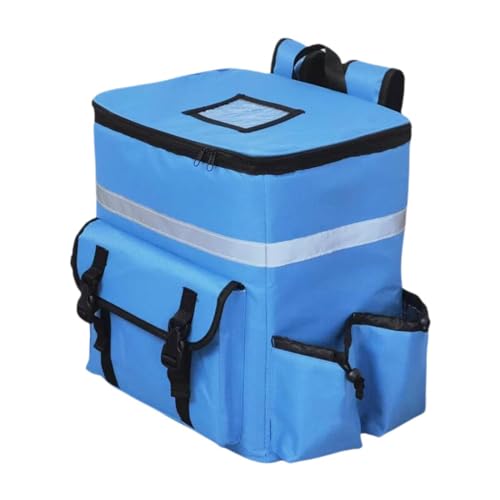 Gralara Isolierter Lebensmittel-Rucksack, Thermische Lebensmitteltasche mit Griff, Tragbare, Glatte Reißverschluss-Lebensmittel-Liefertasche für den, Blau von Gralara