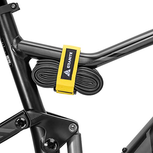 Granit Rockband MTB Rahmen Trägergurt für Schläuche und Fahrradwerkzeug-Set, Fahrrad-Aufbewahrungslösung zum Anbringen von zusätzlicher Ausrüstung an Ihrem Mountainbike und BMX-Bike (Gelb) von Granite