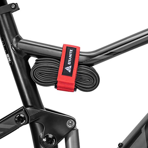 Granit Rockband MTB Rahmen Trägergurt für Schläuche und Fahrradwerkzeug-Set, Fahrrad-Aufbewahrungslösung zum Anbringen von zusätzlicher Ausrüstung an Ihrem Mountainbike und BMX-Bike (Rot) von Granite