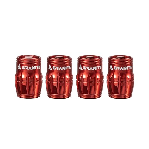 Granite Juicy Nipple Ventilkappe mit Ventilkern-Entfernungsfunktion, Reifenventilkappen Staubschutz für Fahrräder und Fahrzeuge, Langlebige Legierung Schrader-Ventilkappe, 4er-Set (Rot) von Granite