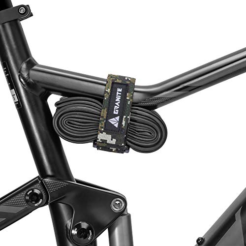 Granit Rockband MTB Rahmen Trägergurt für Schläuche und Fahrradwerkzeug-Set, Fahrrad-Aufbewahrungslösung zum Anbringen von zusätzlicher Ausrüstung an Ihrem Mountainbike und BMX-Bike (Grüne Tarnfarbe) von Granite