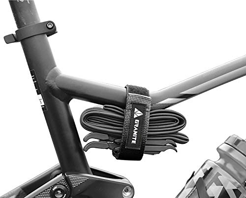 Granite Rockband MTB Rahmen Trägergurt für Schläuche und Fahrradwerkzeug-Set, Fahrrad-Aufbewahrungslösung zum Anbringen von zusätzlicher Ausrüstung an Ihrem Mountainbike und BMX-Bike (Schwarz) von Granite