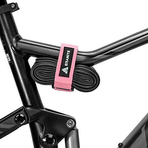 Granite Rockband MTB Rahmen Trägergurt für Schläuche und Fahrradwerkzeug-Set, Fahrrad-Aufbewahrungslösung zum Anbringen von zusätzlicher Ausrüstung an Ihrem Mountainbike und BMX-Bike (Rosa) von Granite