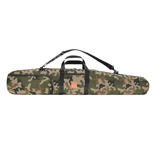 Granori Doppel-Langwaffenfutteral | Hochwertige Gewehrtasche/Waffentasche für 2 Langwaffen/Gewehre bis 130 cm – mit Außentaschen und verstellbarem Tragegurt, abschließbar & gepolstert (Camouflage) von Granori