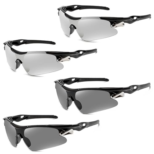 Polarisiertes Sport-Sonnenbrillen-Set, UV400-Schutz, Fahrradbrille für Herren und Damen, modisch, winddicht, leicht, für Radfahren, Angeln, Laufen, Golf, Wandern, 4 Stück von Grantop