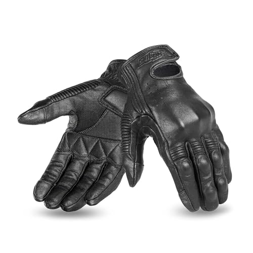 Grapelet Motorrad-Lederhandschuhe, Touchscreen-Vollfinger-Motorrad-Lederhandschuhe, Motorrad-Reithandschuhe, Bergsteigen, Reiten, Wandern,M von Grapelet