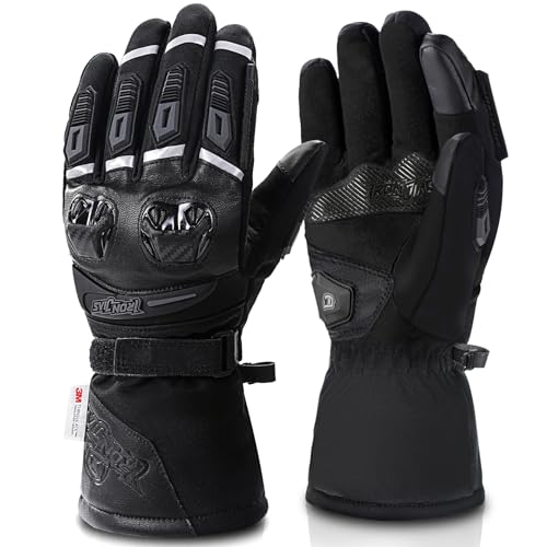 Grapelet Motorradhandschuhe Winter,Winddichte wasserdichte Motorrad Handschuhe für Herren,Touchscreen winterhandschuhe für Outdoor Sportarten,XXL von Grapelet