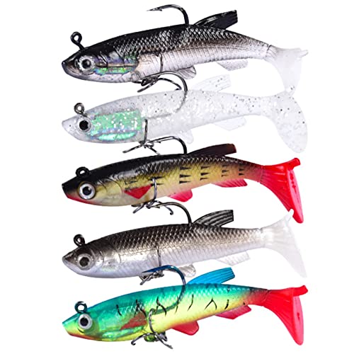 5 Stück Gummifische Zander köder Set, jig Spinner hecht köder Blinker Angeln jerkbait Zander köder zanderfang spinnerbait köderfisch Spinner Angeln Kunstköder Set für Barsch von Grasslandy