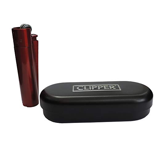 Clipper Metall Gas-Feuerzeug (metallic deep red) mit SOFORTGRAVUR +VORSCHAU: Gravur inklusive (Gasfeuerzeug, nachfüllbar) von GravUp