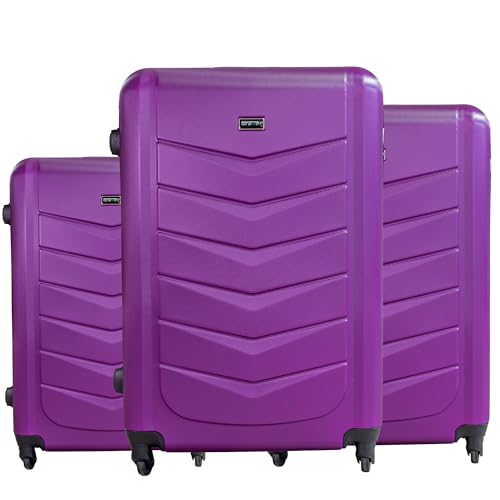 Gravitt Hartschalen-Koffer | Set 3 Stück : S-M-L | Trolley Koffer | Rollkoffer Reisekoffer | Handgepäck | 4 Rollen | ABS Material | Farbe : Violett | Inklusive Kofferwaage von Gravitt