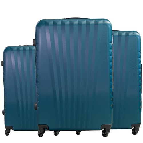 Gravitt Hartschalen-Koffer | Set 3 Stück : S-M-L | Trolley Koffer | Rollkoffer Reisekoffer | Handgepäck | 4 Rollen | Farbe : Meergrün | ABS Material | Inklusive Kofferwaage von Gravitt