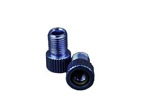 GreVeloRo Ventiladapter Set Fahrrad Auto Auswechseladapter Ventil-Adapter 5 Farben zur Auswahl mit Gummi Dichtung Dunlopventil Blitzventil SV-Ventil Rennrad-Ventil Sclaverand 2er Set (Blau) von GreVeloRo