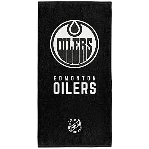 Great Branding Edmonton Oilers NHL Duschtuch Handtuch Badetuch in 70 x 140 cm, 100 Baumwolle, Einheitsgröße, Schwarz von Great Branding