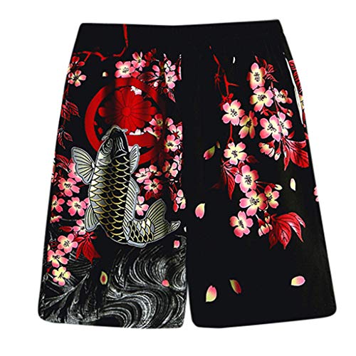 GreatestPAK Pants Herren 3D-Blume Gedruckt Freizeit Kimono-Anzug Hosen Drucken Roben Anzüge,Schwarz,EU:S(Tag:L) von GreatestPAK Pants