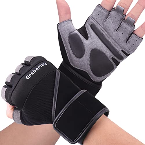 Grebarley Fitness Handschuhe,Trainingshandschuhe für Damen und Herren - Fitness Handschuhe für Krafttraining,Bodybuilding,Kraftsport & Crossfit Training (Lang-Aktualisierte, M) von Grebarley