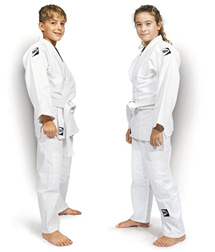 GREEN HILL Judo Suit Junior with Black and Green Logo (White/Black, 90) von GREEN HILL