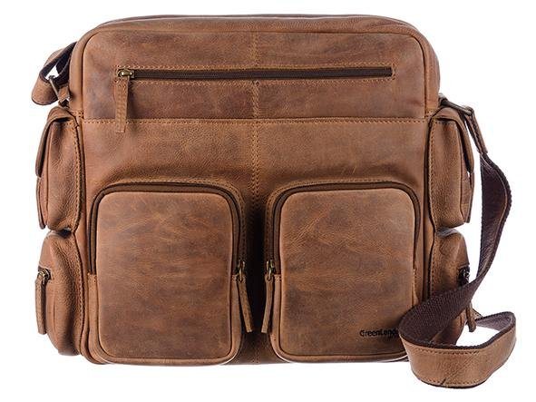 GreenLand Nature Messenger Bag Montenegro, aus echtem Leder mit praktischen Vortaschen von GreenLand Nature