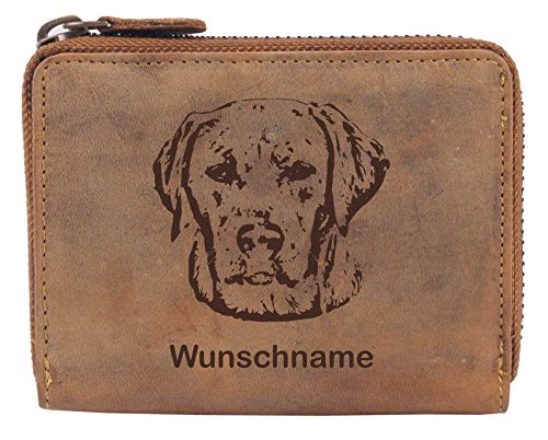Greenburry Damen-Geldbörse PERSONALISIERT mit Hunde-Motiv Labrador Retriever, Leder Damengeldbeutel von Greenburry