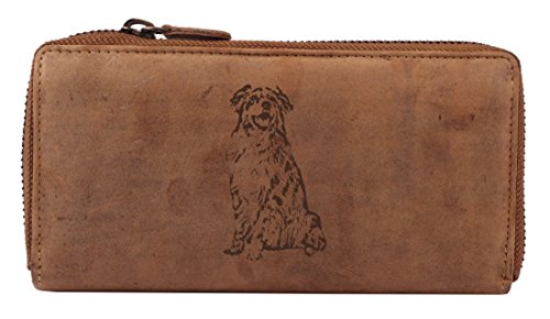 Greenburry Damen Portemonnaie aus Leder mit Hunde-Motiv Australian Shepherd l Leder von Greenburry