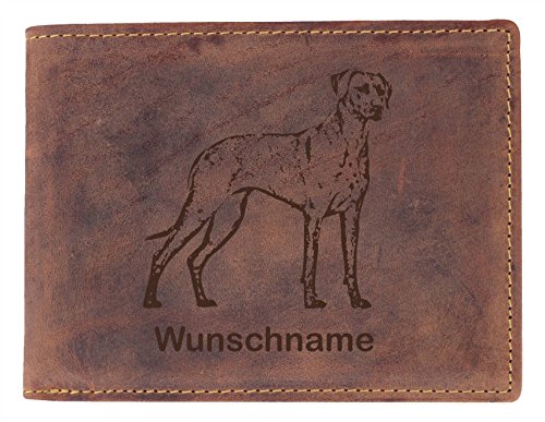 Greenburry Leder-Geldbörse mit Hunde-Motiv Rhodesian Ridgeback l Lederbörse mit Wunschname l Leder-Portemonnaie mit Hunde-Motiv von Greenburry