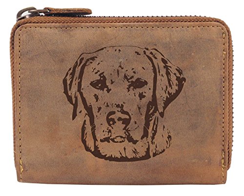 Greenburry Leder-Portemonnaie mit Hunde-Motiv Labrador Retriever l Geschenkidee für Hundefreunde I Leder von Greenburry