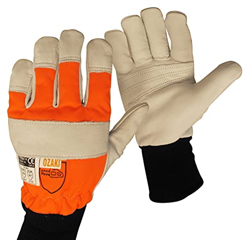 OZAKI - Kettensägenhandschuhe- Handschuhe für die ZwischensaisonSpezielle Schneidarbeiten – Rückseite des linken Handschutzes – Größe 10/L von Greenstar